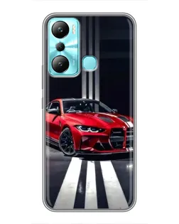 Чехол для Infinix Hot 20i (X665E) с картинкой «Красная BMW на дороге»