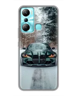 Чехол для Infinix Hot 20i (X665E) с картинкой «BMW в зимнем лесу»
