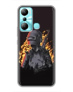 Чехол для Infinix Hot 20i (X665E) с картинкой «PUBG — огненный силуэт»
