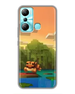 Чехол для Infinix Hot 20i (X665E) с картинкой «Майнкрафт закат солнца»