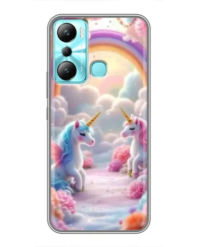 Чохол для Infinix Hot 20i (X665E) з картинкою «Веселка і єдинороги»