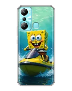 Чохол для Infinix Hot 20i (X665E) з картинкою «Спанч Боб на гідроциклі»