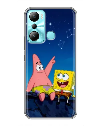 Чехол для Infinix Hot 20i (X665E) с картинкой «Губка Боб и Патрик ночью»