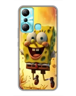 Чехол для Infinix Hot 20i (X665E) с картинкой «Губка Боб прыгает»