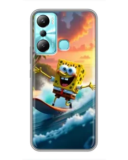 Чехол для Infinix Hot 20i (X665E) с картинкой «Губка Боб серфингист»