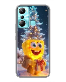 Чехол для Infinix Hot 20i (X665E) с картинкой «Рождественский Спанч Боб»