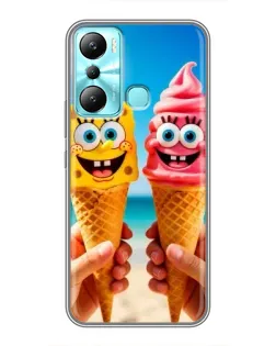 Чехол для Infinix Hot 20i (X665E) с картинкой «Спанч Боб мороженое»
