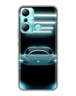 Чехол для Infinix Hot 20i (X665E) с картинкой «Tesla в неоне»