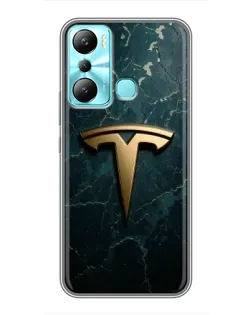 Чехол для Infinix Hot 20i (X665E) с картинкой «Мраморная Tesla Gold»