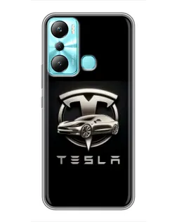 Чехол для Infinix Hot 20i (X665E) с картинкой «Tesla — серебристое авто»