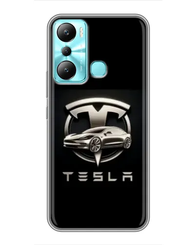 Чехол для Infinix Hot 20i (X665E) с картинкой «Tesla — серебристое авто»