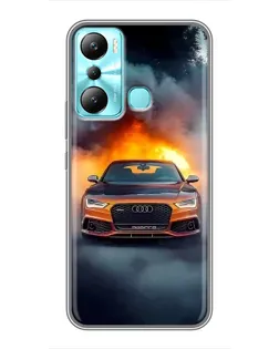Чехол для Infinix Hot 20i (X665E) с картинкой «Audi в огненном дыму»
