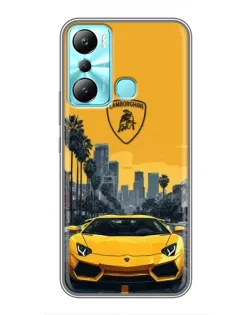 Чехол для Infinix Hot 20i (X665E) с картинкой «Желтый Lamborghini город»