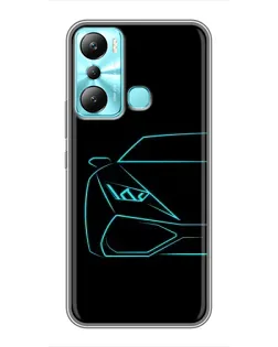 Чехол для Infinix Hot 20i (X665E) с картинкой «Голубой силуэт Lamborghini»