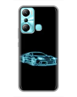 Чехол для Infinix Hot 20i (X665E) с картинкой «Неоновый контур Lamborghini»