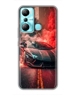 Чехол для Infinix Hot 20i (X665E) с картинкой «Lamborghini красный дым»