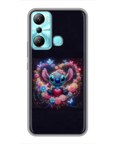 Чехол для Infinix Hot 20i (X665E) с картинкой «Stitch в цветах»