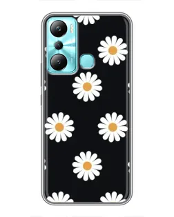 Чехол для Infinix Hot 20i (X665E) с картинкой «Ромашки на черном»