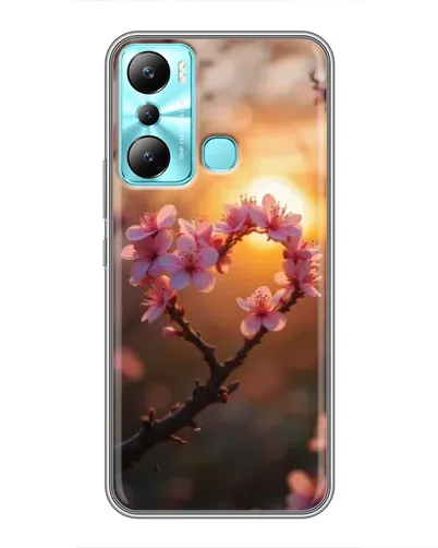 Чехол для Infinix Hot 20i (X665E) с картинкой «Розовый цвет сердце на фоне заката»