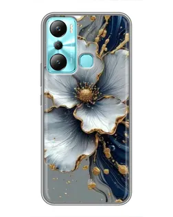 Чехол для Infinix Hot 20i (X665E) с картинкой «Белый цветок и золотой флюид»
