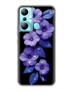 Чохол для Infinix Hot 20i (X665E) з картинкою «Фіолетові квіти з росою»