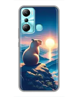 Чехол для Infinix Hot 20i (X665E) с картинкой «Закат солнца с капибарой» Чехол для Infinix Hot 20i (X665E) с картинкой «Закат солнца с капибарой»
