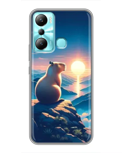 Чехол для Infinix Hot 20i (X665E) с картинкой «Закат солнца с капибарой»