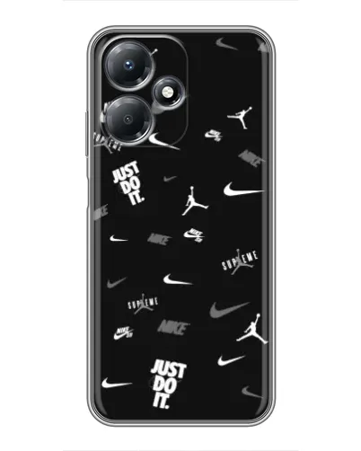 Чехол для Infinix Hot 30 Play с картинкой «Nike Black Pattern»