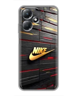 Чехол для Infinix Hot 30 Play с картинкой «Золотой Nike на металле»