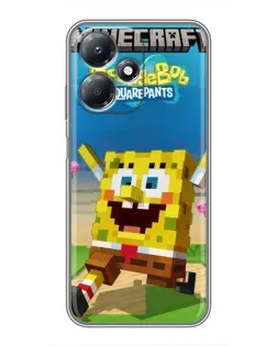 Чехол для Infinix Hot 30 Play с картинкой «Губка Боб Minecraft»