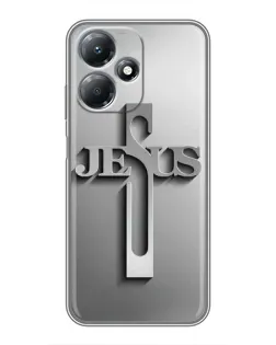 Чохол для Infinix Hot 30 Play з картинкою «Металевий хрест Jesus»