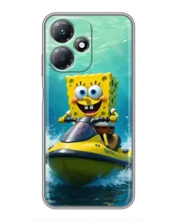 Чехол для Infinix Hot 30 Play с картинкой «Спанч Боб на гидроцикле»