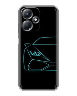 Чехол для Infinix Hot 30 Play с картинкой «Голубой силуэт Lamborghini»