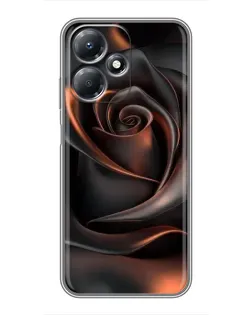 Чехол для Infinix Hot 30 Play с картинкой «Шелковая черная роза»