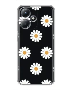 Чехол для Infinix Hot 30 Play с картинкой «Ромашки на черном»