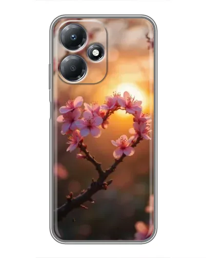 Чехол для Infinix Hot 30 Play с картинкой «Розовый цвет сердце на фоне заката» Чехол для Infinix Hot 30 Play с картинкой «Розовый цвет сердце на фоне заката»