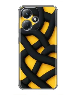 Чехол для Infinix Hot 30 Play с картинкой «Черное желтое переплетение»