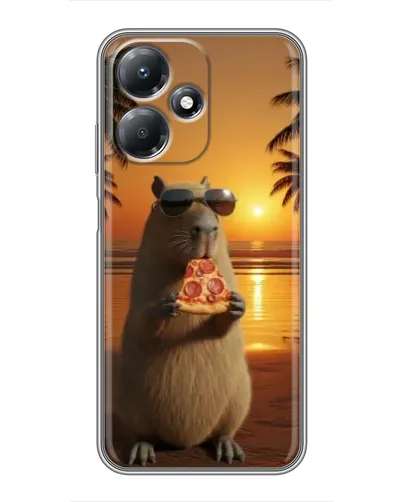 Чехол для Infinix Hot 30 Play с картинкой «Капибара с пиццей»