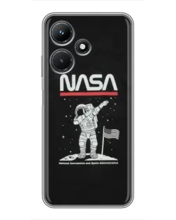 Чехол для Infinix Hot 30i с картинкой «NASA — шагаем по Луне»