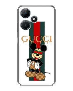Чехол для Infinix Hot 30i с картинкой «Микки Маус Gucci — полосы»