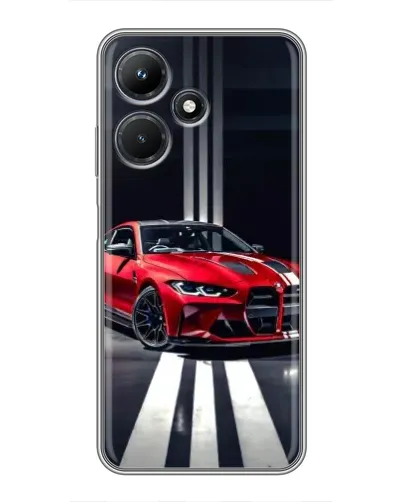 Чехол для Infinix Hot 30i с картинкой «Красная BMW на дороге»