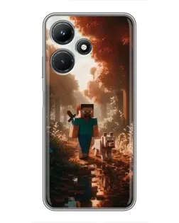 Чехол для Infinix Hot 30i с картинкой «Стив в лесу» Чехол для Infinix Hot 30i с картинкой «Стив в лесу»