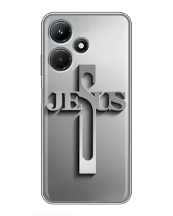 Чохол для Infinix Hot 30i з картинкою «Металевий хрест Jesus»