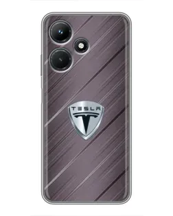 Чехол для Infinix Hot 30i с картинкой «Металлическая текстура Tesla»