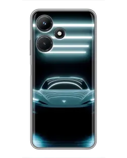 Чехол для Infinix Hot 30i с картинкой «Tesla в неоне»