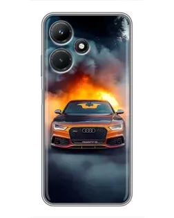Чехол для Infinix Hot 30i с картинкой «Audi в огненном дыму»