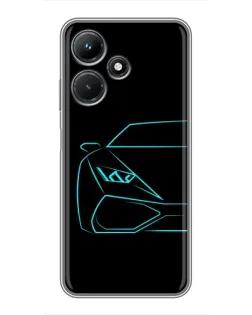Чехол для Infinix Hot 30i с картинкой «Голубой силуэт Lamborghini»