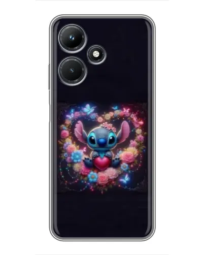 Чехол для Infinix Hot 30i с картинкой «Stitch в цветах»