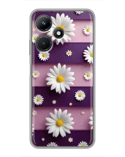 Чехол для Infinix Hot 30i с картинкой «Ромашки на фиолетовом»