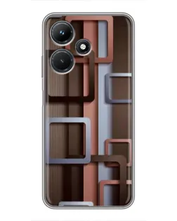 Чехол для Infinix Hot 30i с картинкой «Коричневые объемные квадраты»